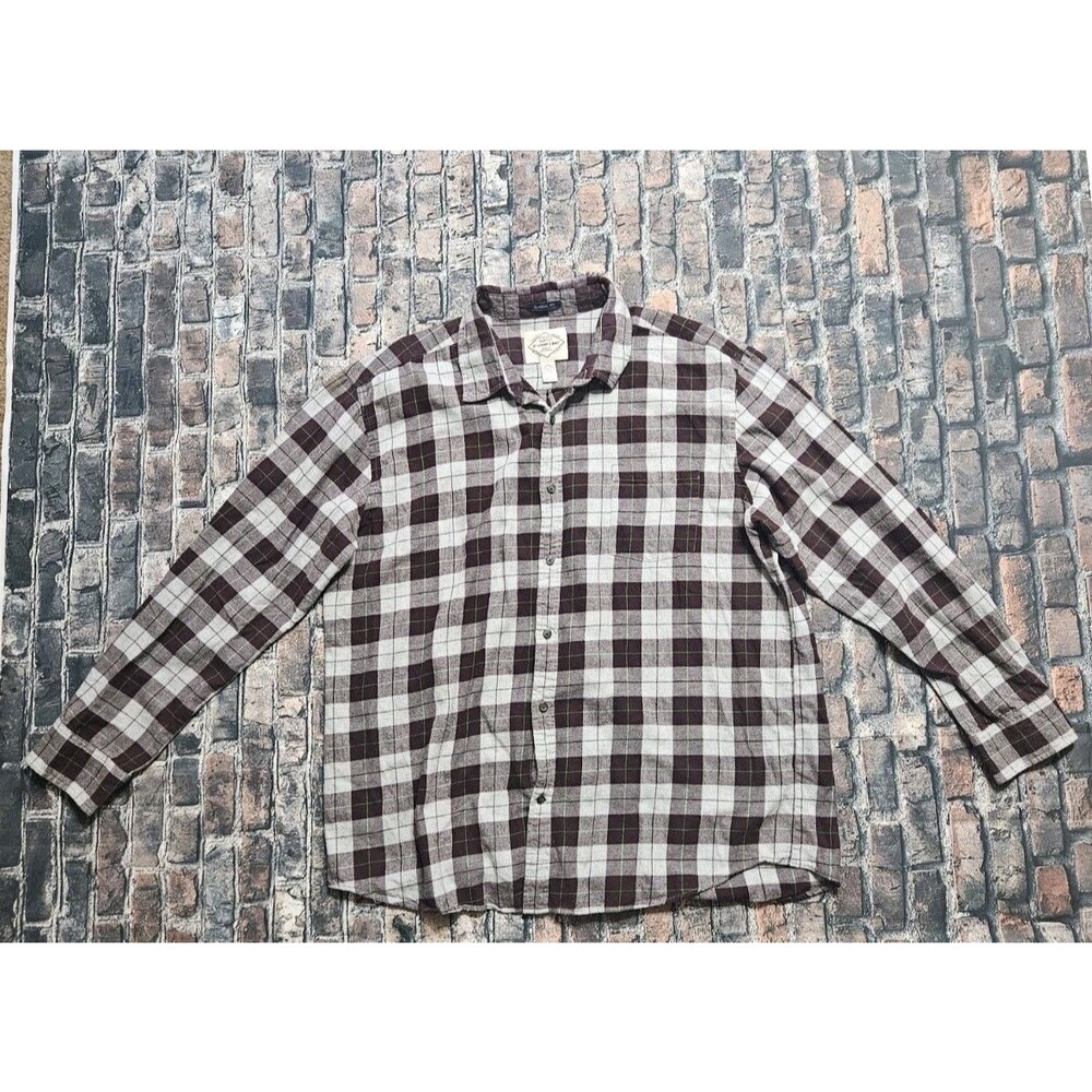 St. John's Bay Purple Plaid Classic Fit Long Sleeve Flannel Shirt Mens 2XL